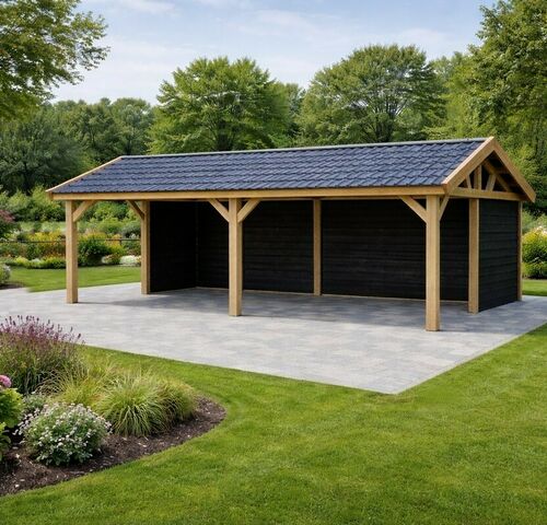 Mix van overkappingen, hekwerk, houten tuinmeubels, speeltoestellen, e.a. - Lummen – veiling bij Belga Veilingen, Lummen