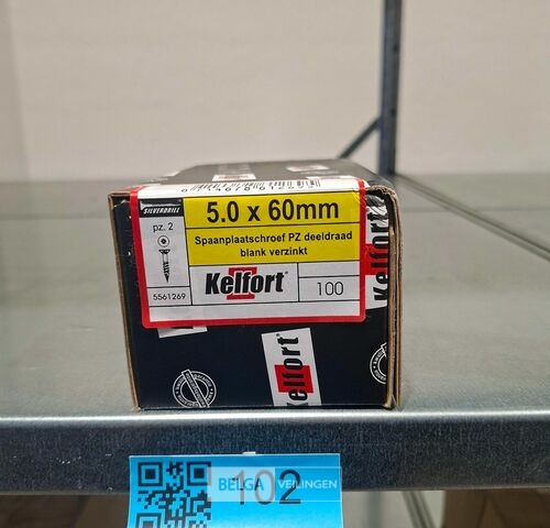 Kelfort spaanplaatschroef 5x60 PZ-2 - deeldraad 10x 100st – kavel bij Belga Veilingen, Bree