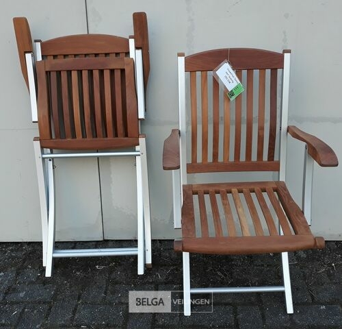 2 x Tuinstoel opklapbaar aluminium/teak met leuning – kavel bij Belga Veilingen, Oudsbergen