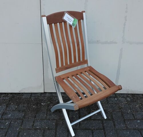 2 x Tuinstoel opklapbaar aluminium/teak – kavel bij Belga Veilingen, Oudsbergen