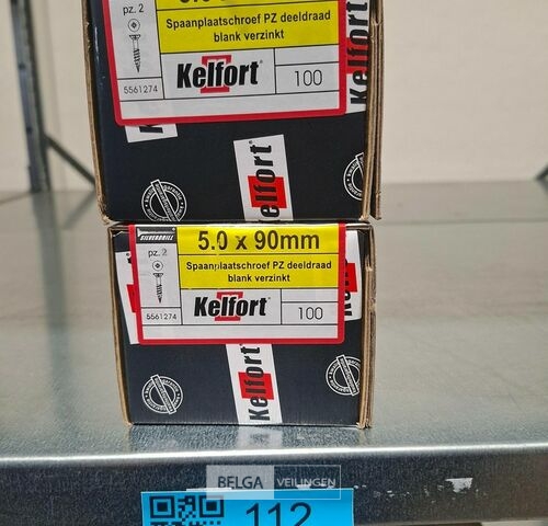 Kelfort spaanplaatschroef 5x90 PZ-2 - deeldraad 2x 100st – kavel bij Belga Veilingen, Bree