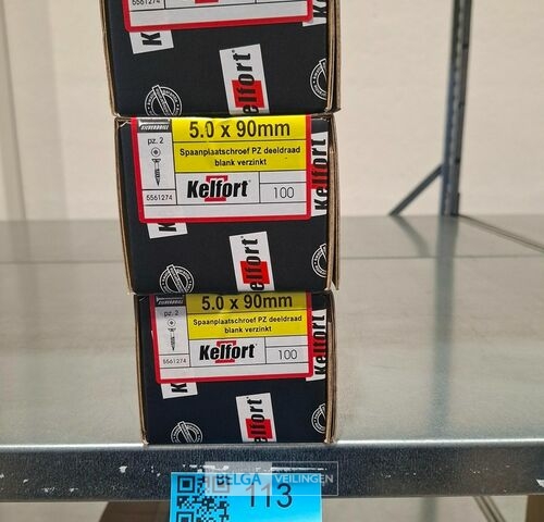 Kelfort spaanplaatschroef 5x90 PZ-2 - deeldraad 3x 100st – kavel bij Belga Veilingen, Bree