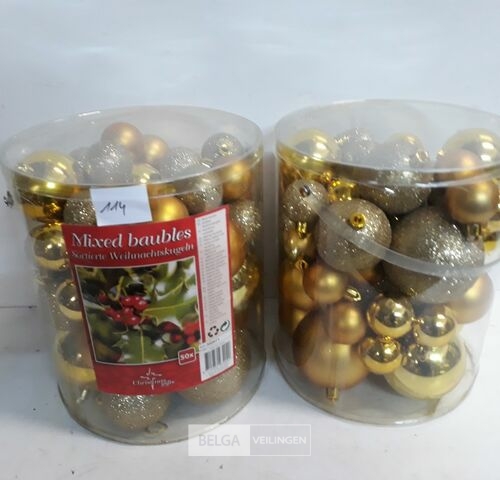 2 x Kerstballen goud 50 stuks – kavel bij Belga Veilingen, Oudsbergen