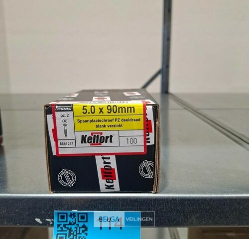 Kelfort spaanplaatschroef 5x90 PZ-2 - deeldraad 10x 100st – kavel bij Belga Veilingen, Bree