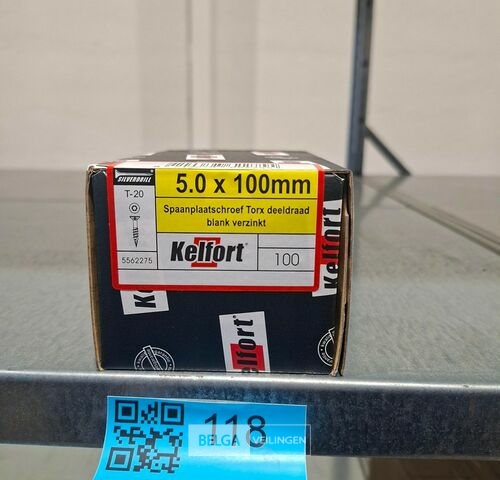 Kelfort spaanplaatschroef 5x100 torx - deeldraad 10x 100st – kavel bij Belga Veilingen, Bree