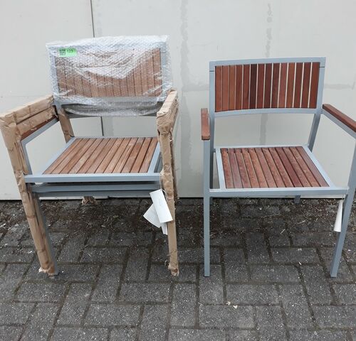 4 x Tuinstoel aluminium/teak – kavel bij Belga Veilingen, Oudsbergen