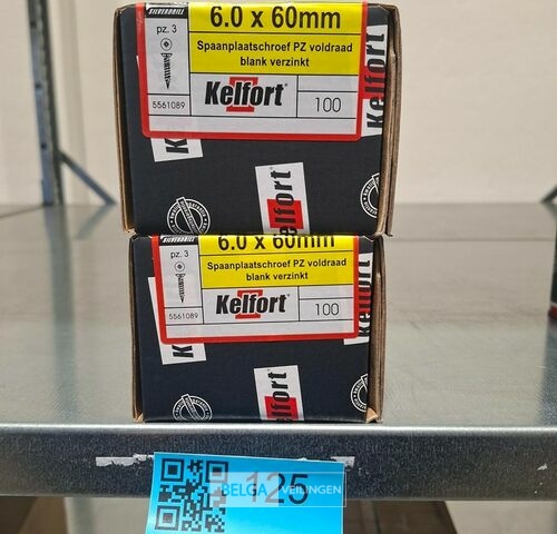 Kelfort spaanplaatschroef 6x60 PZ-3 - voldraad 2x 100st – kavel bij Belga Veilingen, Bree