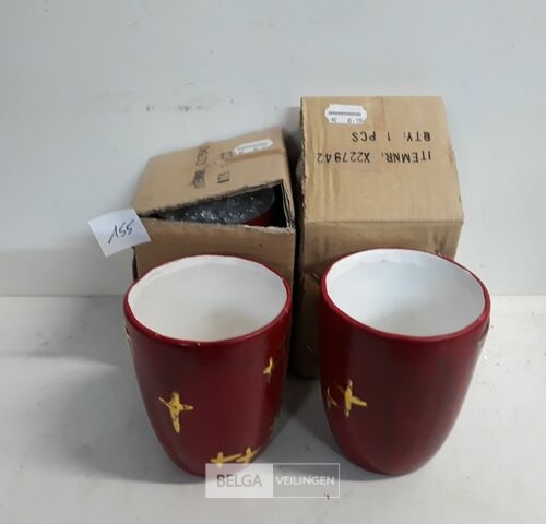 4 x Kaarshouder 13 cm rood – kavel bij Belga Veilingen, Oudsbergen