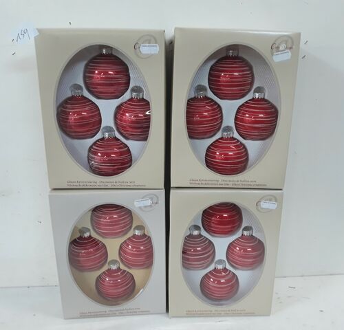 4 x Kerstballen glas 4 stuks rood – kavel bij Belga Veilingen, Oudsbergen