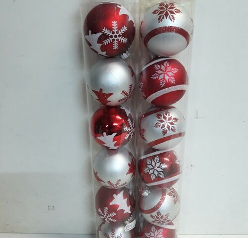 2 x Kerstballen pvc 6 stuks rood/zilver – kavel bij Belga Veilingen, Oudsbergen