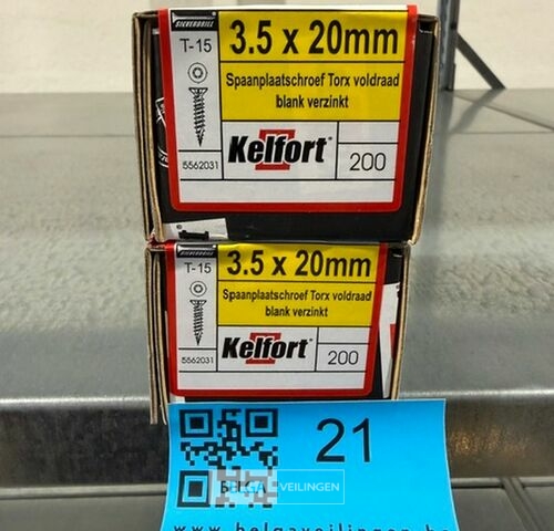 Kelfort spaanplaatschroef 3,5x20 torx - voldraad 2x 200st – kavel bij Belga Veilingen, Bree