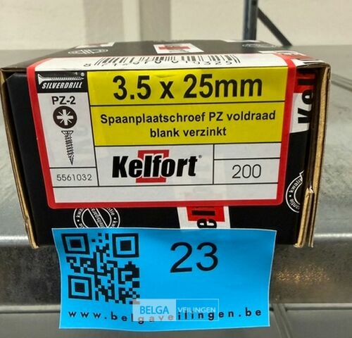 Kelfort spaanplaatschroef 3,5x25 PZ-2 - voldraad 200st – kavel bij Belga Veilingen, Bree