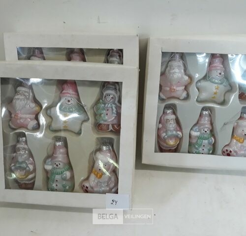 3 x Hangdeco glas kerstfiguren 6 stuks – kavel bij Belga Veilingen, Oudsbergen