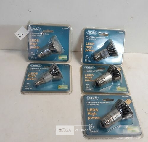 5 x LED spot 3W warm wit 2xE14+3xE27 fitting – kavel bij Belga Veilingen, Oudsbergen