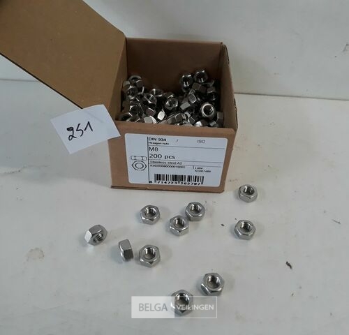 1 x Zeskantmoer INOX A2 M 8 200 stuks – kavel bij Belga Veilingen, Oudsbergen
