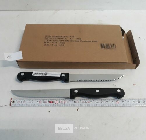 12 x Steakmes rvs – kavel bij Belga Veilingen, Oudsbergen