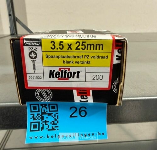 Kelfort spaanplaatschroef 3,5x25 PZ-2 - voldraad 10x 200st – kavel bij Belga Veilingen, Bree