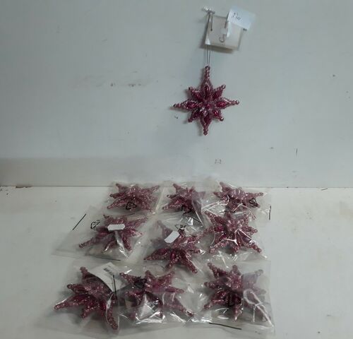 10 x Hangdeco sneeuwvlok paars/roze 11 cm – kavel bij Belga Veilingen, Oudsbergen
