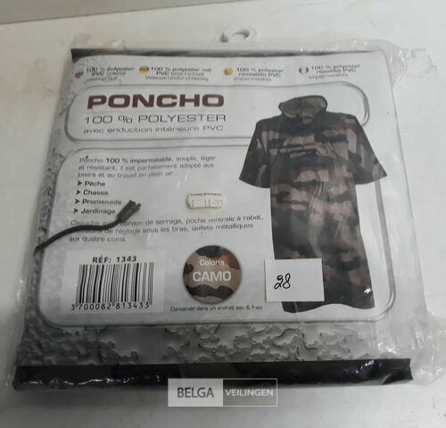 1 x Regenponcho legerprint 100% polyester one size – kavel bij Belga Veilingen, Oudsbergen
