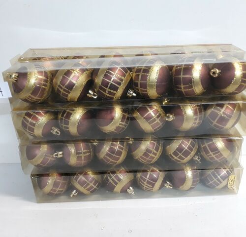 8 x Kerstbal pvc bruin/goud 6 stuks 5,5 cm – kavel bij Belga Veilingen, Oudsbergen