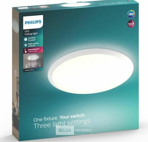 Philips plafonnière Canaval SceneSwitch met geïntegreerde LED 1500 Lm 18 W koudwit – kavel bij Belga Veilingen, Bree