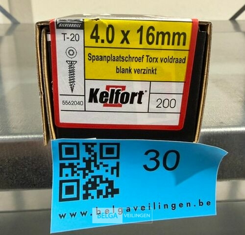 Kelfort spaanplaatschroef 4x16 torx - voldraad 200st – kavel bij Belga Veilingen, Bree