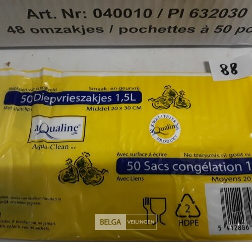 48 x 50 Diepvrieszakjes 1,5 L 20x30 cm – kavel bij Belga Veilingen, Oudsbergen