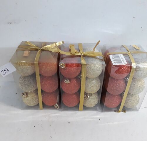 3 x Kerstballen pvc 12 stuks 4,5 cm goud/oranje – kavel bij Belga Veilingen, Oudsbergen