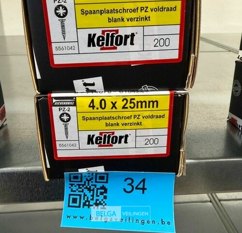 Kelfort spaanplaatschroef 4x25 PZ-2 - voldraad 2x 200st – kavel bij Belga Veilingen, Bree
