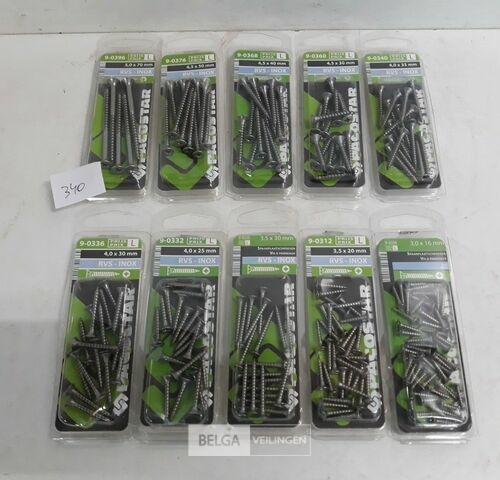 10 x Houtschroeven INOX blister verzonken kop mix – kavel bij Belga Veilingen, Oudsbergen