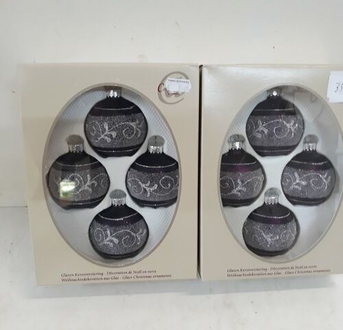 2 x Kerstballen glas 4 stuks paars/zilver – kavel bij Belga Veilingen, Oudsbergen