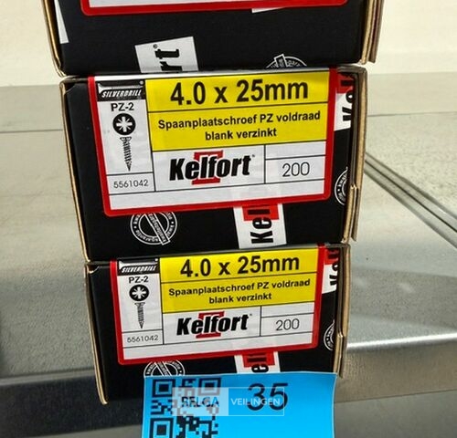 Kelfort spaanplaatschroef 4x25 PZ-2 - voldraad 3x 200st – kavel bij Belga Veilingen, Bree