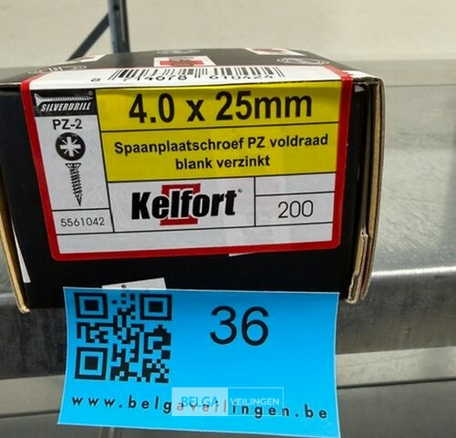 Kelfort spaanplaatschroef 4x25 PZ-2 - voldraad 10x 200st – kavel bij Belga Veilingen, Bree