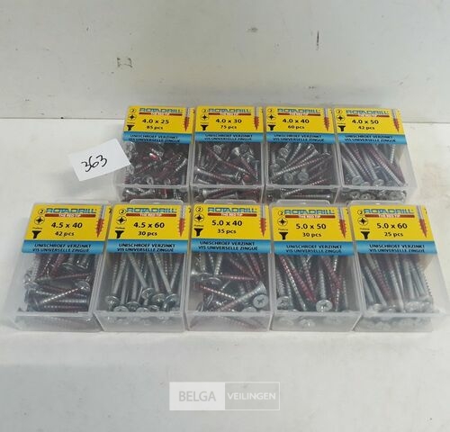 9 x Houtschroeven in blister verzonken kop red-tip mix – kavel bij Belga Veilingen, Oudsbergen