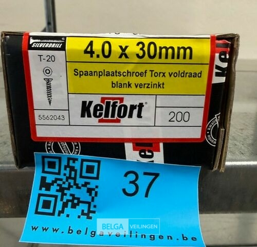 Kelfort spaanplaatschroef 4x30 torx - voldraad 200st – kavel bij Belga Veilingen, Bree