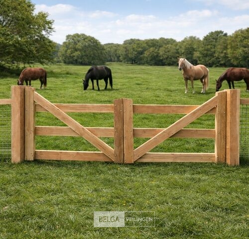 Landhekwerk poort, afm 300cm breed x 100/135cm hoog – kavel bij Belga Veilingen, Lummen