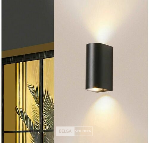 10 x Buiten Wandlamp – GU10 – Dubbele Lichtuitgang – IP65 – Zwart – kavel bij Belga Veilingen