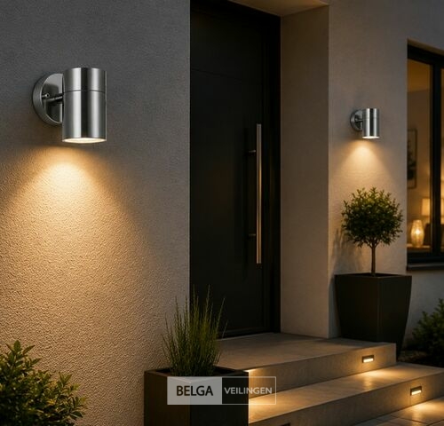 4 x Buiten Wandlamp GU10 – Mat Chroom – IP44 – MANOLYA-1 – kavel bij Belga Veilingen