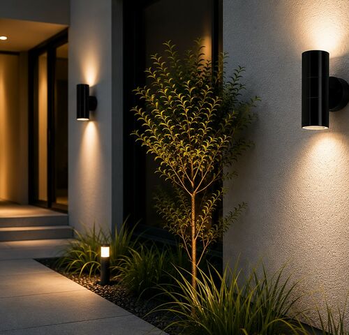 4 x Buiten Wandlamp Up & Down – 2xGU10 – Zwart – IP44 – MANOLYA-2 – kavel bij Belga Veilingen