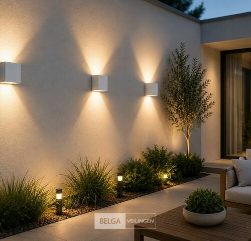 6 x LED Buiten Wandlamp – 4W – 4200K Neutraal Wit - Wit – IP65 – SEKOYA – kavel bij Belga Veilingen