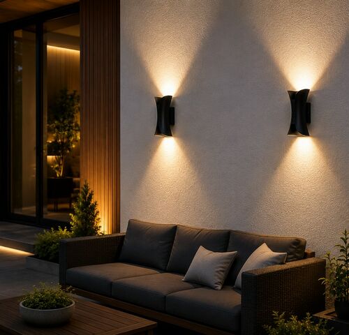 4 x LED Buiten Wandlamp – 10W – 4200K Neutraal Wit - Zwart – IP65 – MARVEL-10 – kavel bij Belga Veilingen