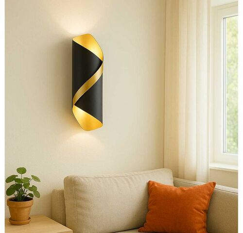 4 x LED Wandlamp – 6W – 3500K Neutraal Wit – IP54 – Zwart/Goud – SW-35 – kavel bij Belga Veilingen