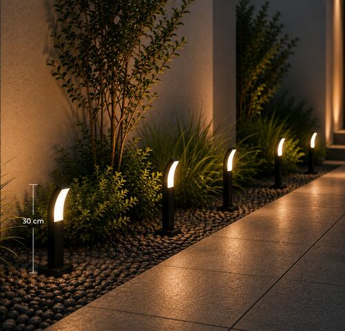 4 x LED Buiten Sokkel Lamp – 12W – 4200K Neutraal Wit - Zwart – IP65 – PRESTIGE-2 – kavel bij Belga Veilingen