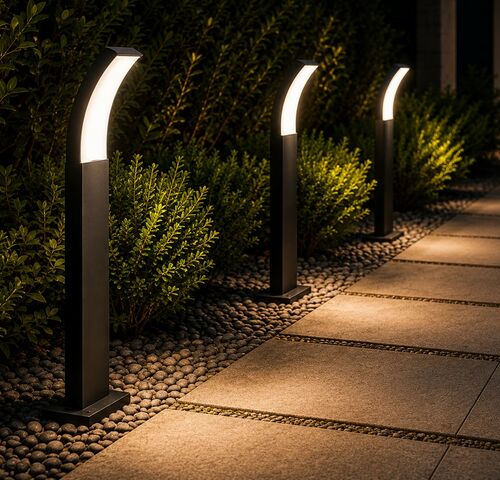 4 x LED Buiten Sokkel Lamp – 12W – 4200K Neutraal Wit - Zwart – IP65 – PRESTIGE-3 – kavel bij Belga Veilingen