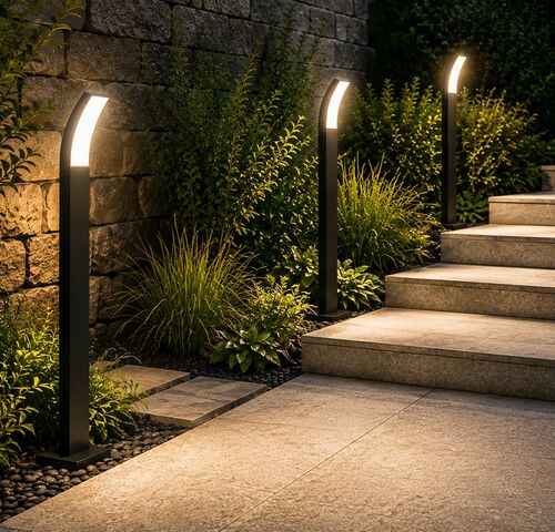 4 x LED Buiten Sokkel Lamp – 12W – 4200K Neutraal Wit - Zwart – IP65 – PRESTIGE-4 – kavel bij Belga Veilingen