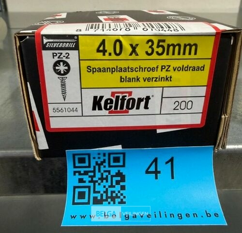 Kelfort spaanplaatschroef 4x35 PZ-2 - voldraad 200st – kavel bij Belga Veilingen, Bree