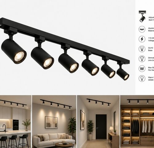 2 x 1-Fase Railverlichting Set – 2 Meter – Zwart – Inclusief 6 x GU10 Railspots – kavel bij Belga Veilingen