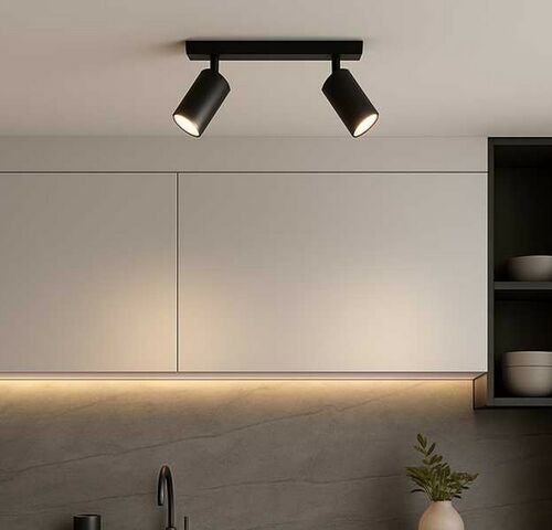4 x GU10 Opbouwspot Armatuur – 2 Draaibare Spots – IP20 – Zwart – kavel bij Belga Veilingen
