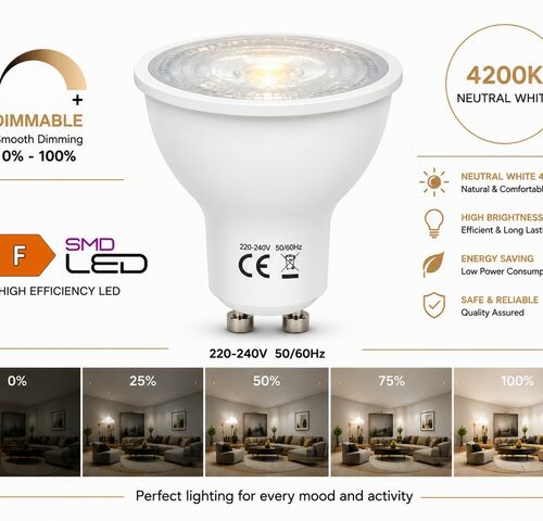 50 x LED Spot GU10 – 6W – Dimbaar – 4200K Neutraal Wit – IP20 – kavel bij Belga Veilingen