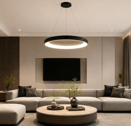 LED Ring Hanglamp 30W – 4000K Neutraal Wit - Zwart – IP20 – ESSENCE-30 – kavel bij Belga Veilingen
